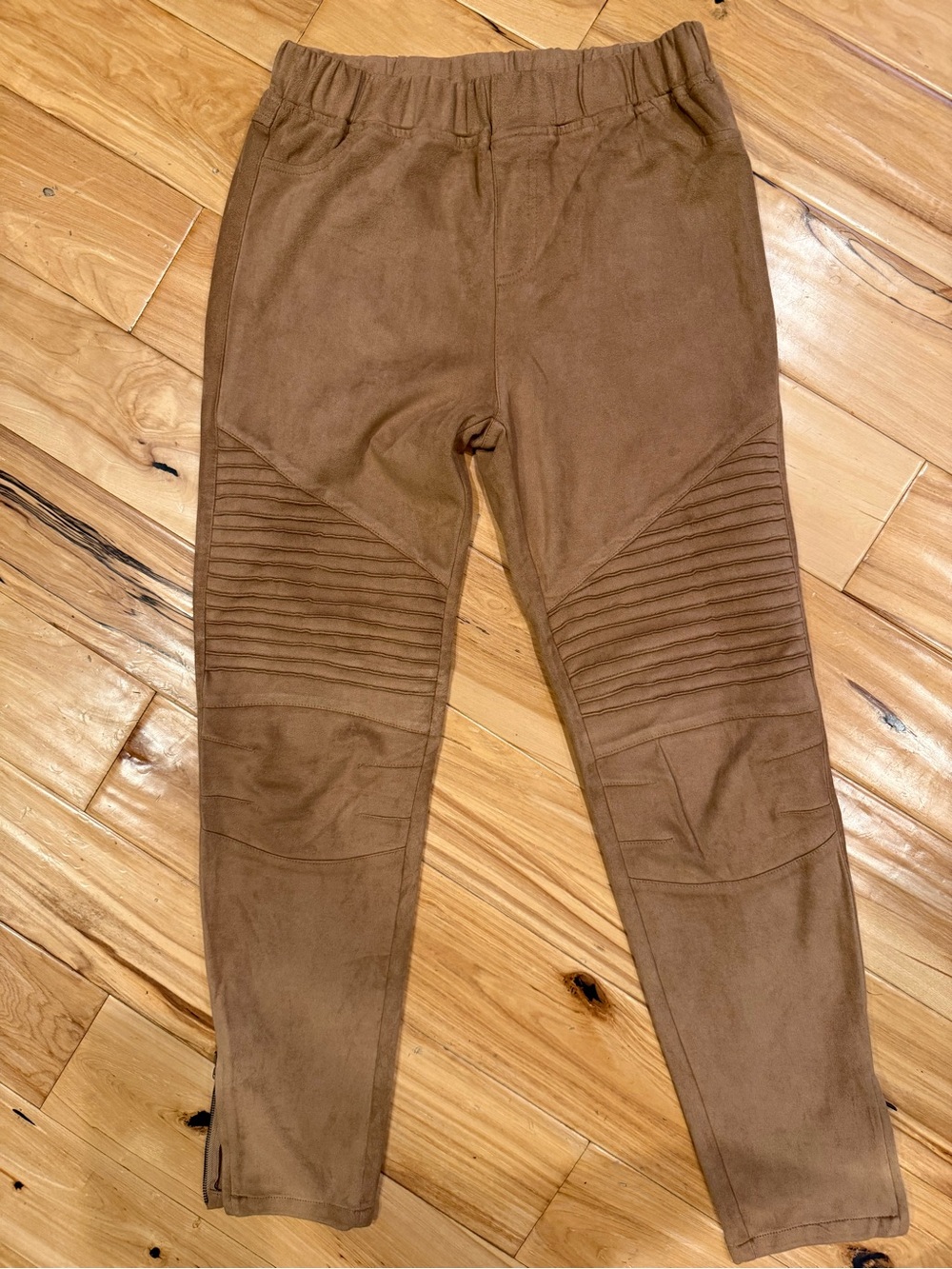 Umgee Brown Moto-Style Stretch Pants